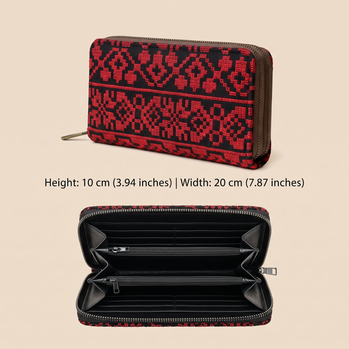 Handmade Embroidered Cotton Women's Wallet — Ultra-Lightweight Zip Pouch (Multiple Sizes)