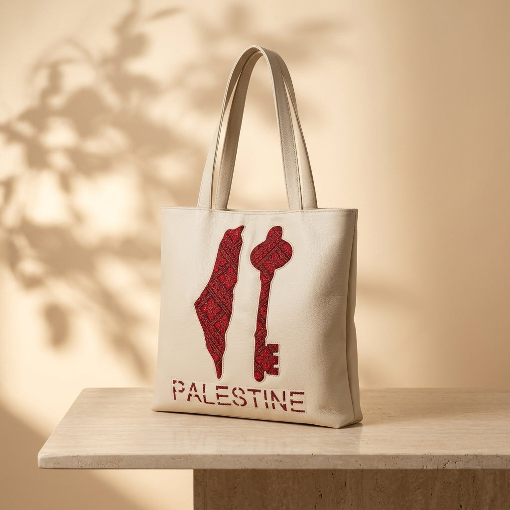 Handmade Embroidered Drawstring Bag — Versatile Heritage Fabric & Faux Leather Daily Pouch