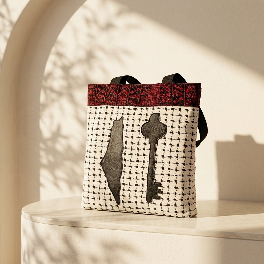 Handmade Embroidered Drawstring Bag — Versatile Heritage Fabric & Faux Leather Daily Pouch