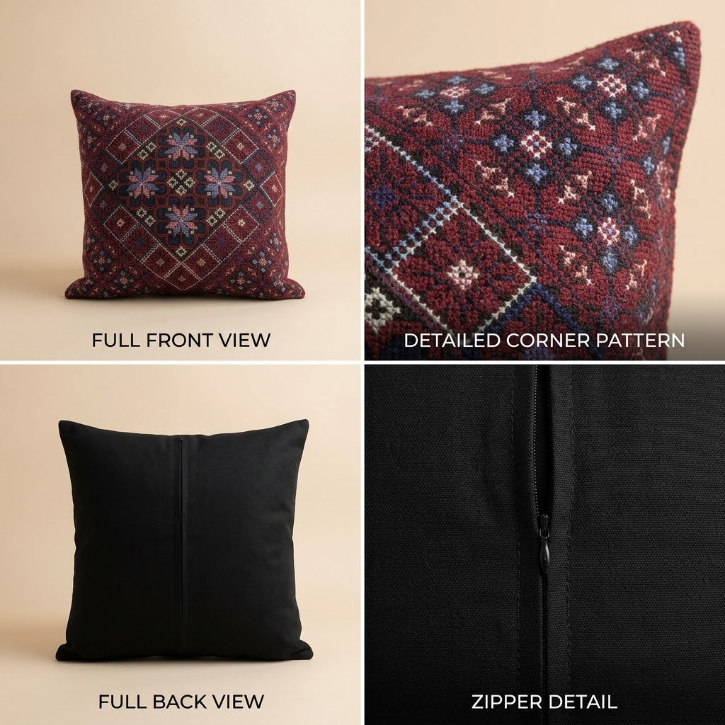 Funda de almohada cuadrada bordada