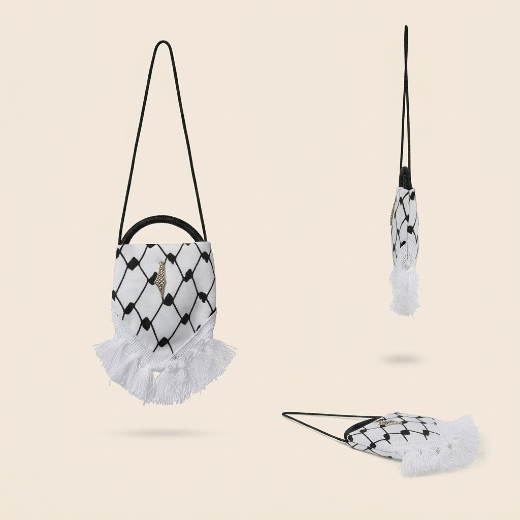 Handmade Heritage Rearview Mirror Car Hanging Ornament — Traditional Fabric Miniature Accent