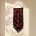 Handmade Modern Embroidered Fabric Wall Hanging — Luxury Black & Red Boho-Chic Heritage Textile Art