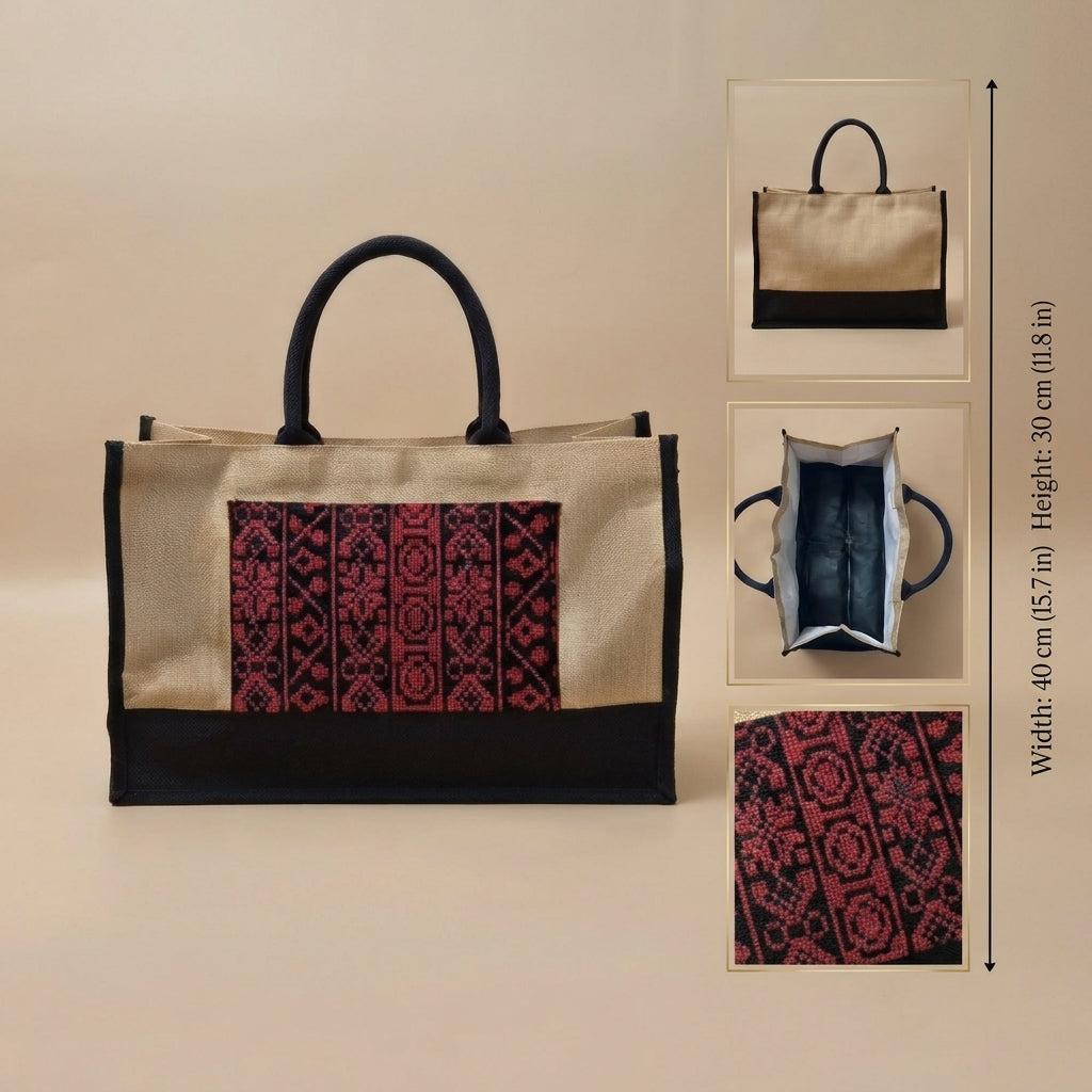 Handmade Palestinian Embroidered Lightweight Tote Bag