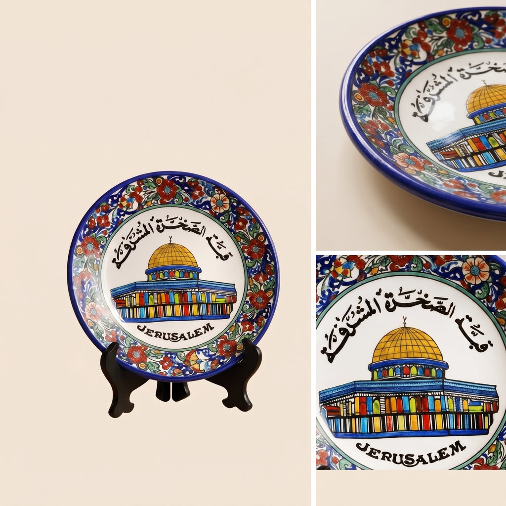 Handmade Painted Historic Dome Architecture Ceramic Plate — Luxury Decorative Souvenir with Stand