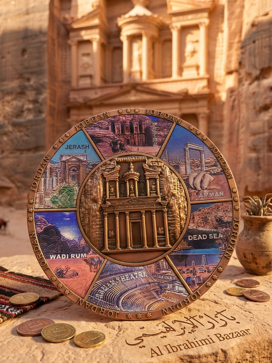 Jordan Landmarks Enamel Souvenir Plate | 20cm | With Display Stand
