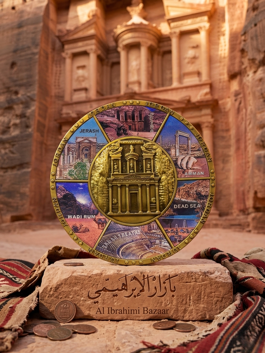 Jordan Landmarks Enamel Souvenir Plate | 20cm | With Display Stand
