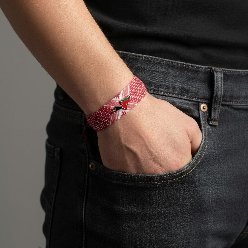 Jordan National Pride Woven Fabric Bracelet — Adjustable Unisex Cultural Wristband