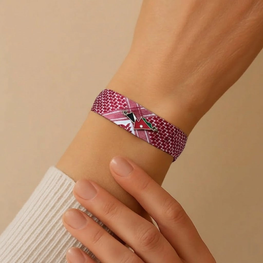 Jordan National Pride Woven Fabric Bracelet — Adjustable Unisex Cultural Wristband