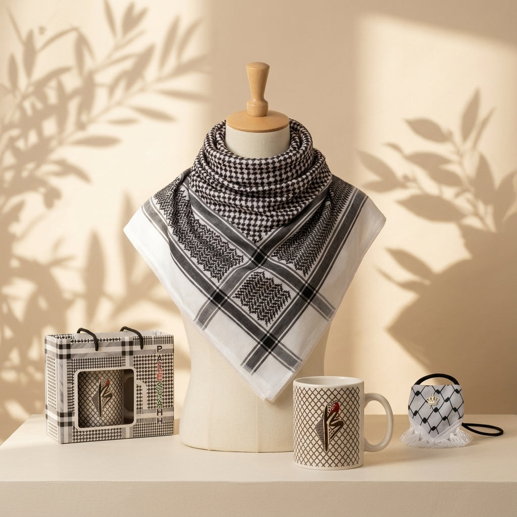The Arab Heritage Gift Bundle — Keffiyeh, Tea Cup & Car Ornament