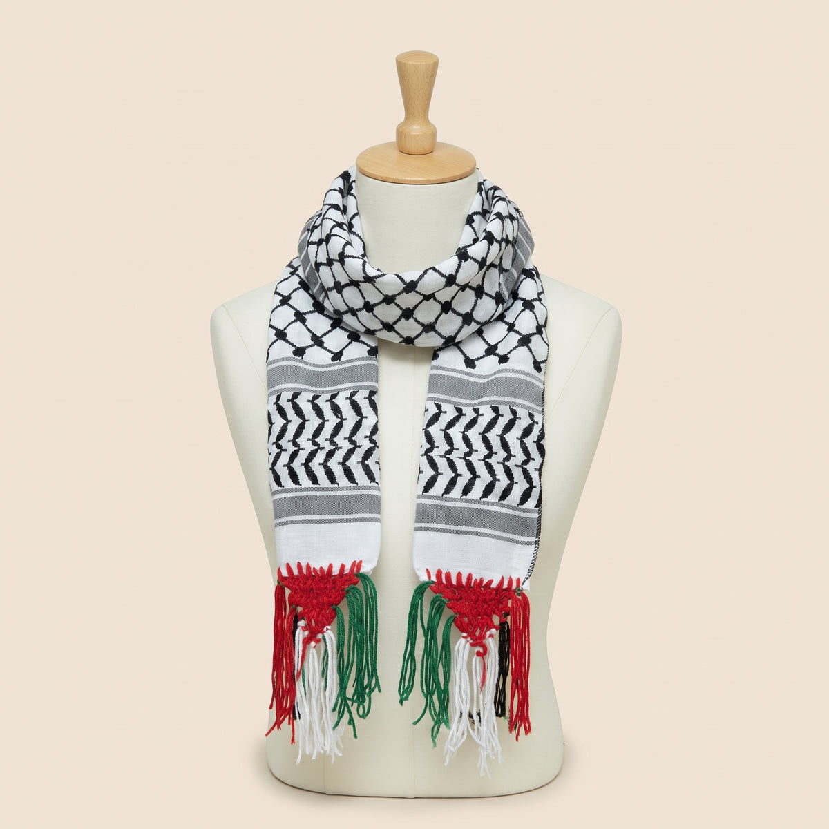 Traditional Monochrome Woven Heritage Scarf — Classic Eastern Pattern Wrap