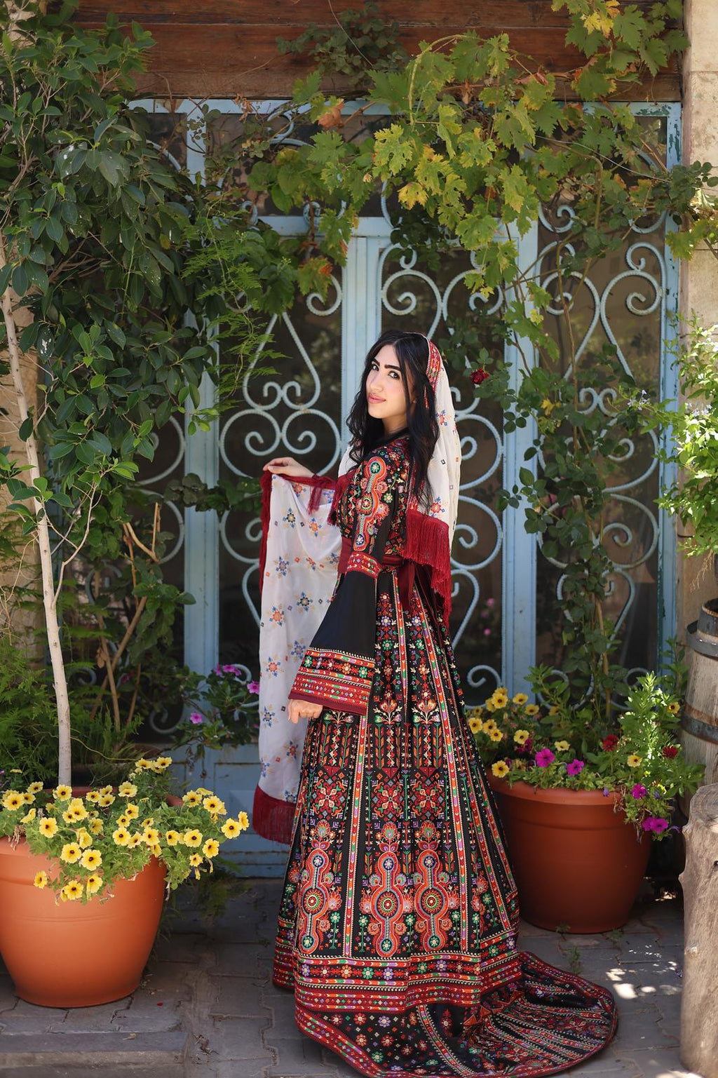 Traditional Palestinian Embroidered Bridal Dress — Heritage Henna & Wedding Thobe Set