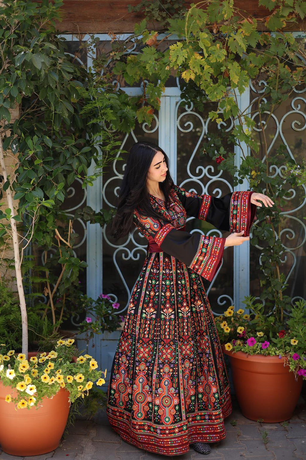 Traditional Palestinian Embroidered Bridal Dress — Heritage Henna & Wedding Thobe Set