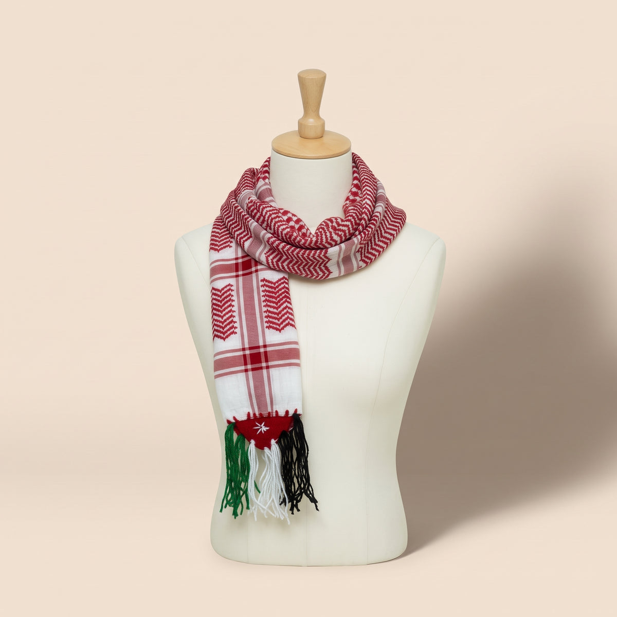 Traditional Red & White Woven Heritage Scarf — Lightweight Cotton Shawl Design Wrap
