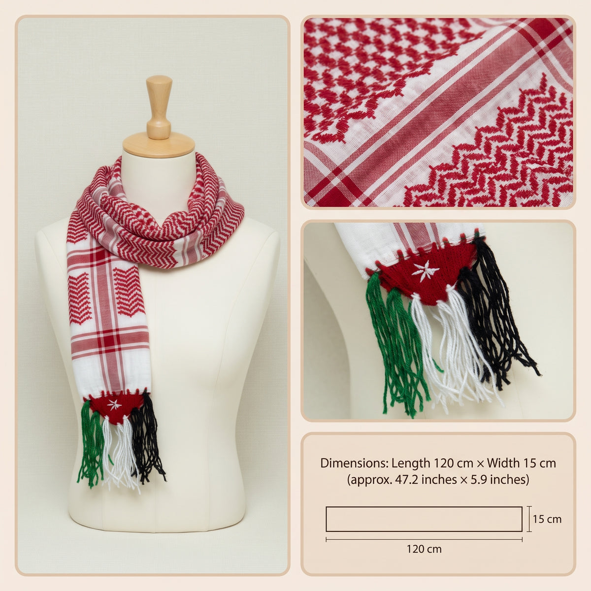Traditional Red & White Woven Heritage Scarf — Lightweight Cotton Shawl Design Wrap