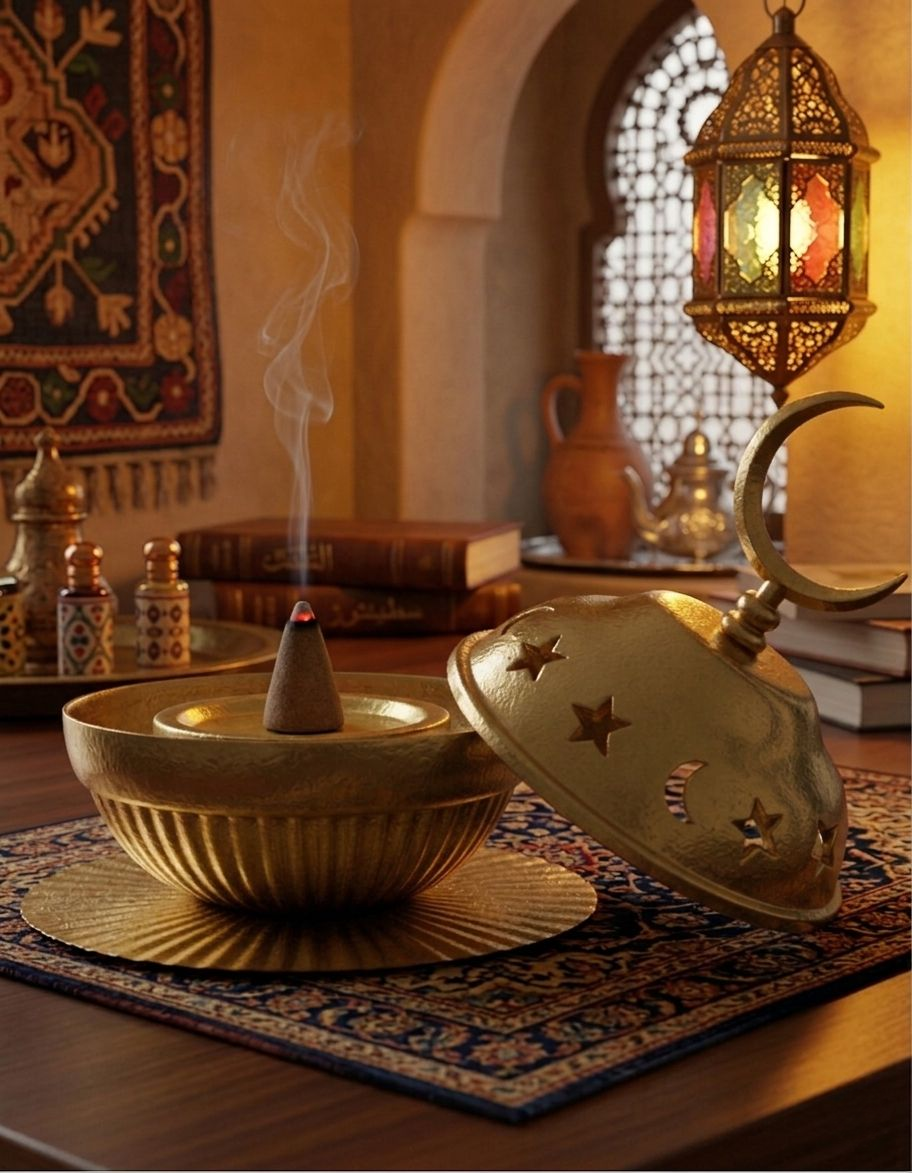 Mini Round Gold-Tone Stainless Steel Incense Burner