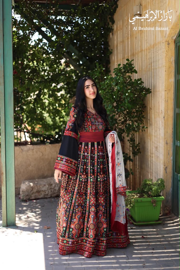 Palestinian Traditional Bridal Embroidered Dress — Henna Night & Wedding Thobe