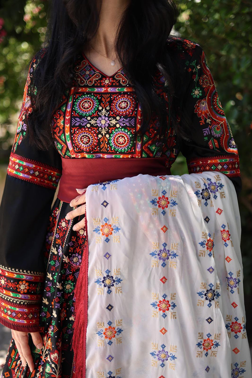 Palestinian Traditional Bridal Embroidered Dress — Henna Night & Wedding Thobe